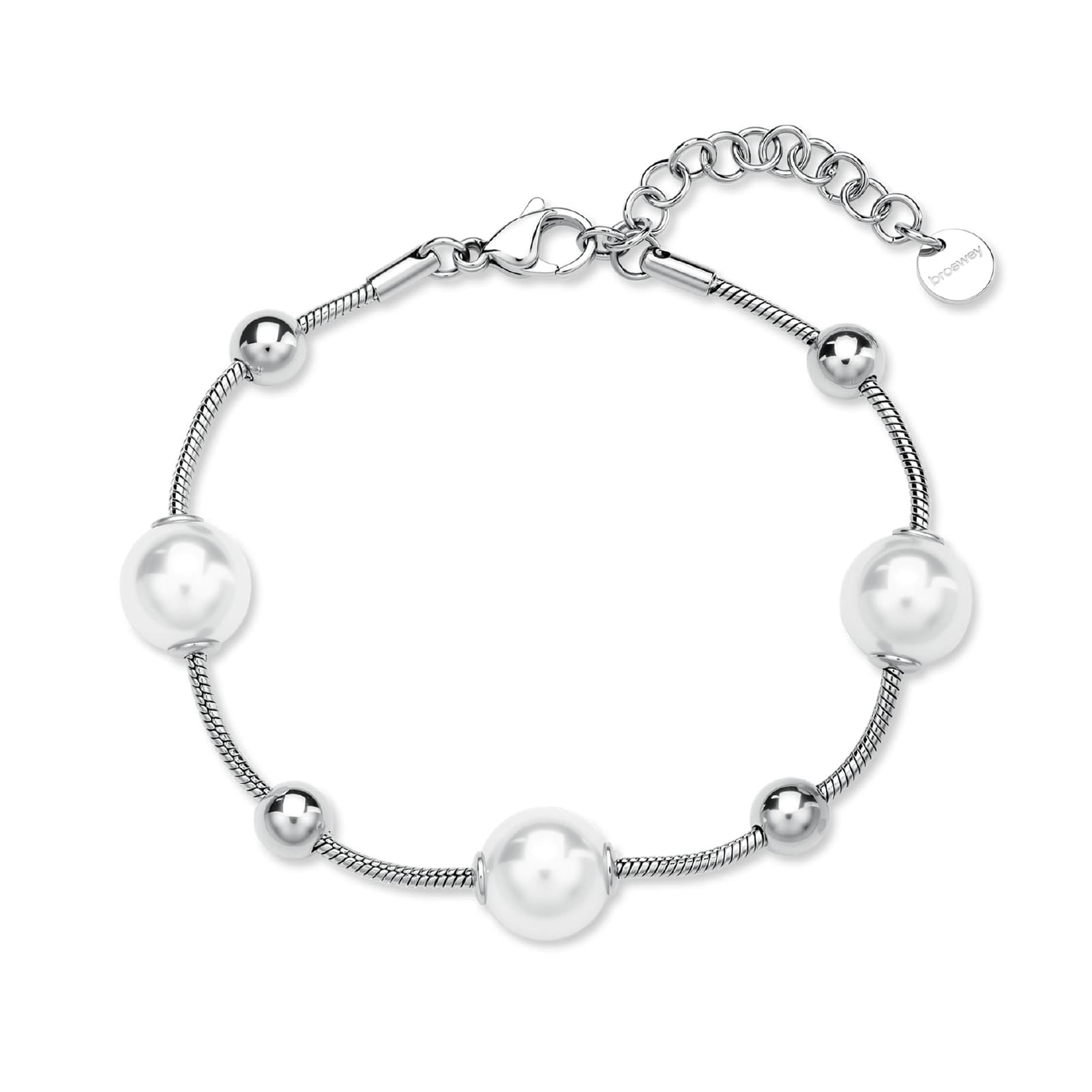 Bracciale catena Brosway in acciaio con perle e sfere 19 cm