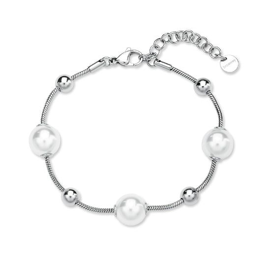 Bracciale catena Brosway in acciaio con perle e sfere 19 cm