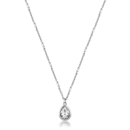 Collana Brosway in acciaio con cristallo pendente a goccia MISURA UNICA