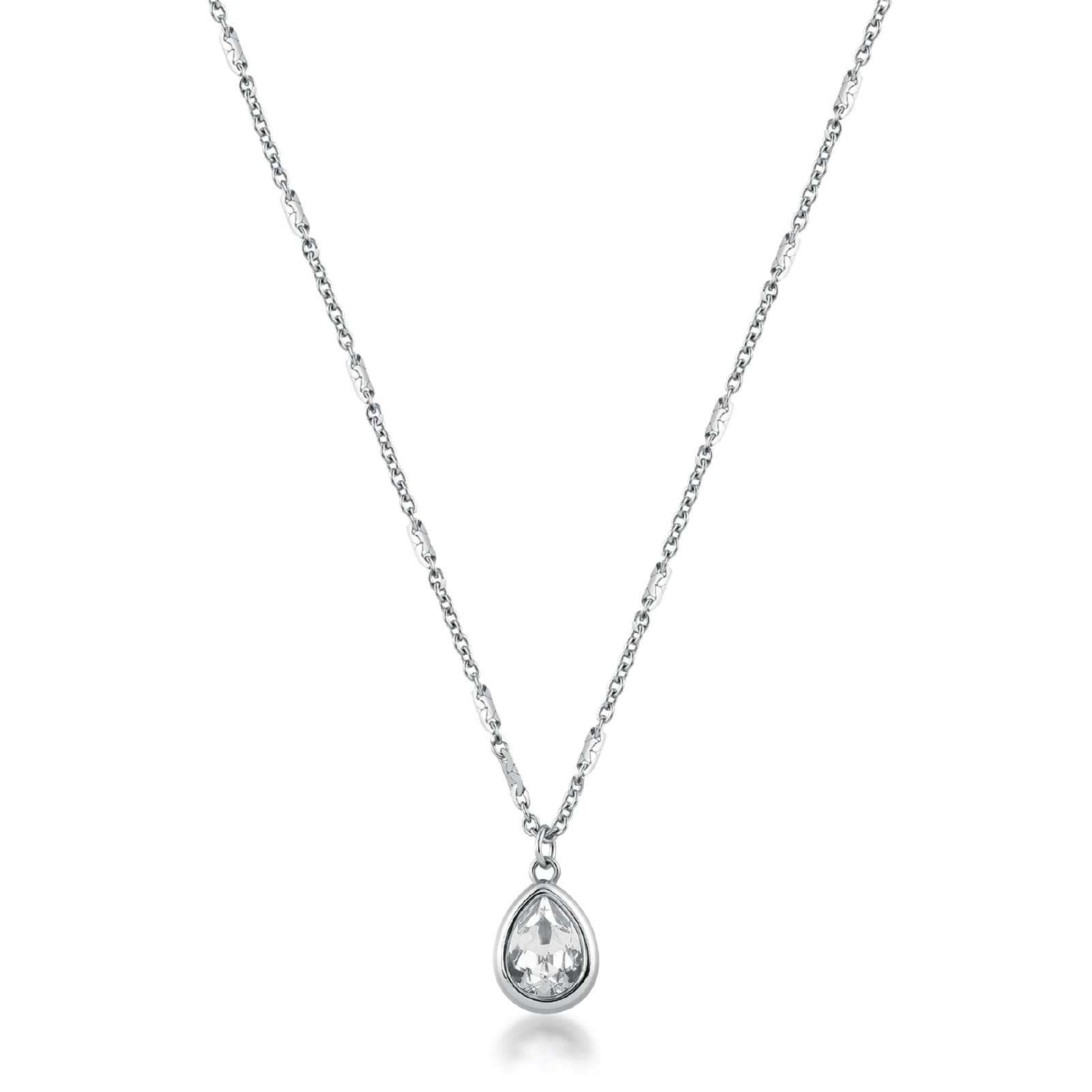 Collana Brosway in acciaio con cristallo pendente a goccia MISURA UNICA