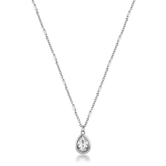 Collana Brosway in acciaio con cristallo pendente a goccia MISURA UNICA