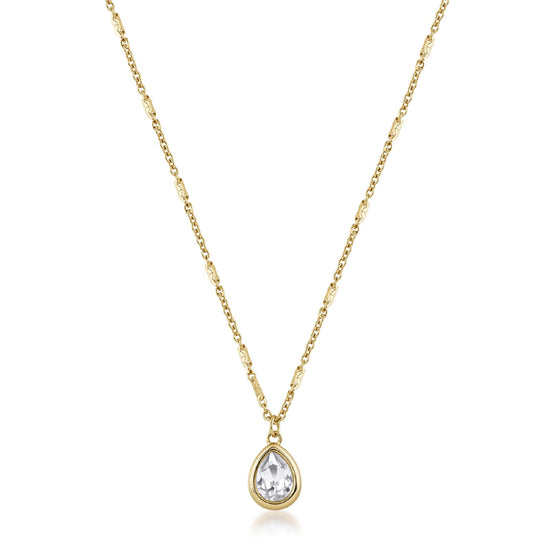 Collana Brosway in acciaio dorato con cristallo a goccia MISURA UNICA