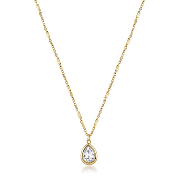 Collana Brosway in acciaio dorato con cristallo a goccia MISURA UNICA