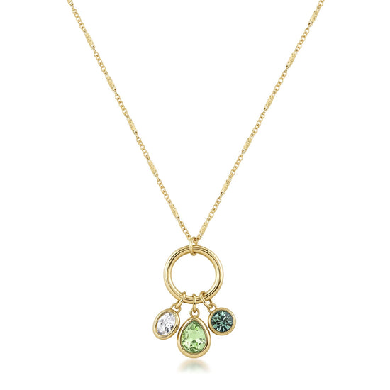 Collana Brosway in acciaio dorato con cristalli verdi MISURA UNICA