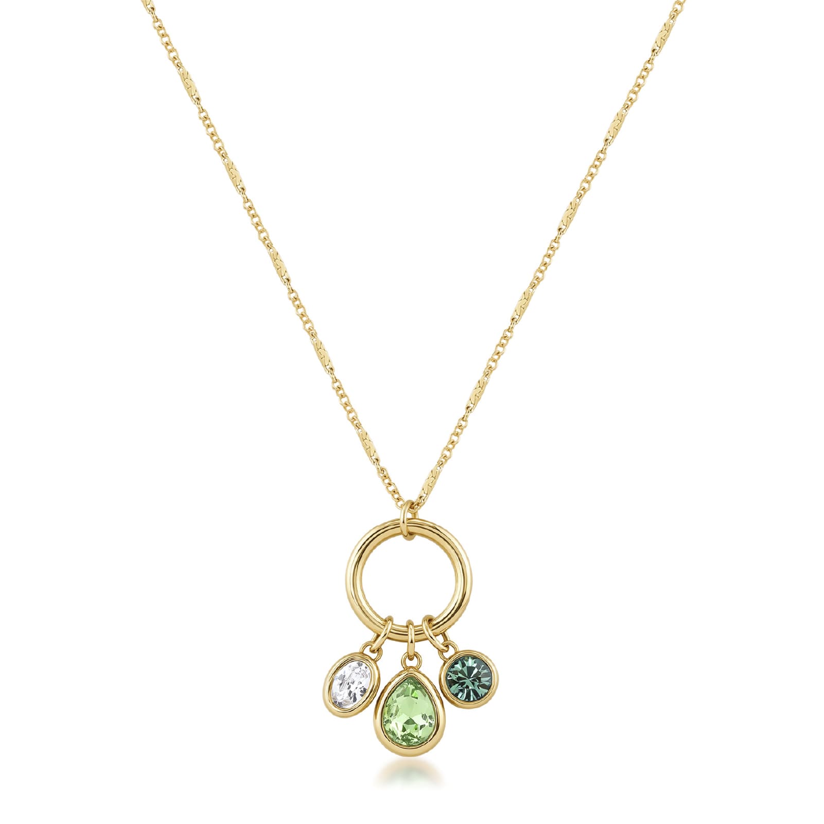 Collana Brosway in acciaio dorato con cristalli verdi MISURA UNICA