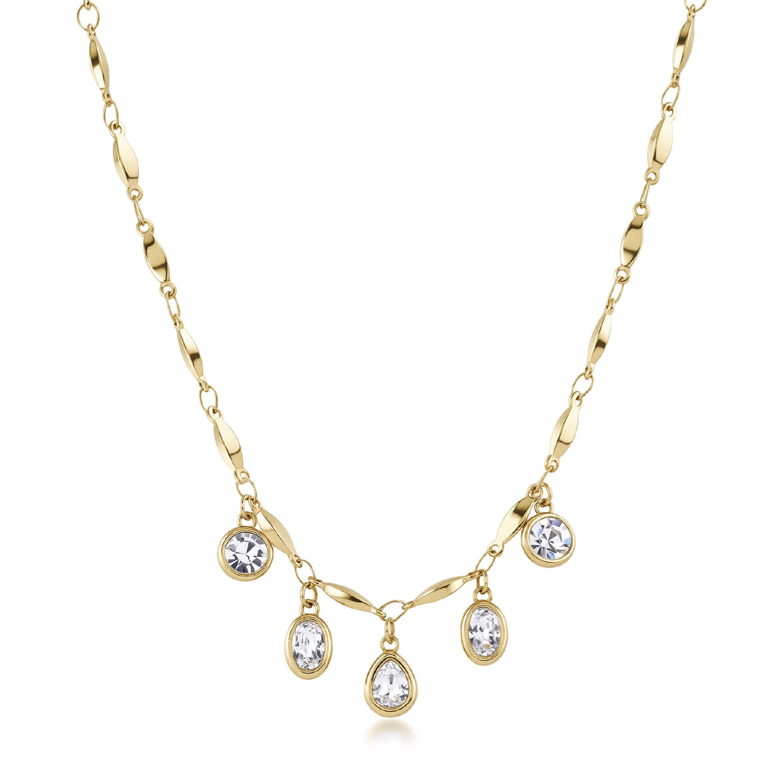 Collana Brosway in acciaio dorato con cristalli pendenti MISURA UNICA