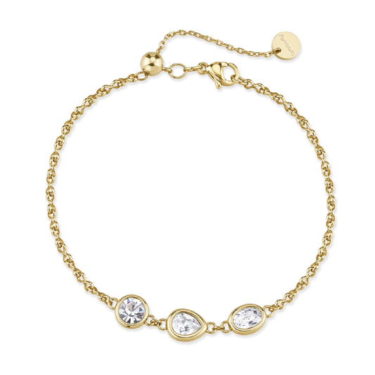 Bracciale catena Brosway in acciaio dorato con cristalli 19,5 cm