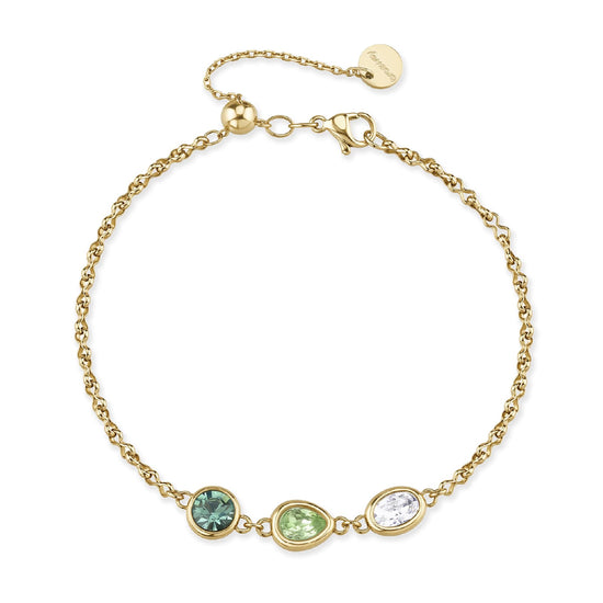 Bracciale catena Brosway in acciaio oro e cristalli verdi 19,5 cm