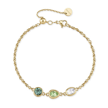 Bracciale catena Brosway in acciaio oro e cristalli verdi 19,5 cm
