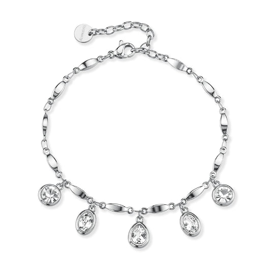 Bracciale catena Brosway in acciaio 316L e cristalli pendenti 19,5 cm