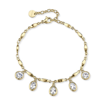 Bracciale catena Brosway in acciaio dorato e cristalli pendenti 19,5 cm