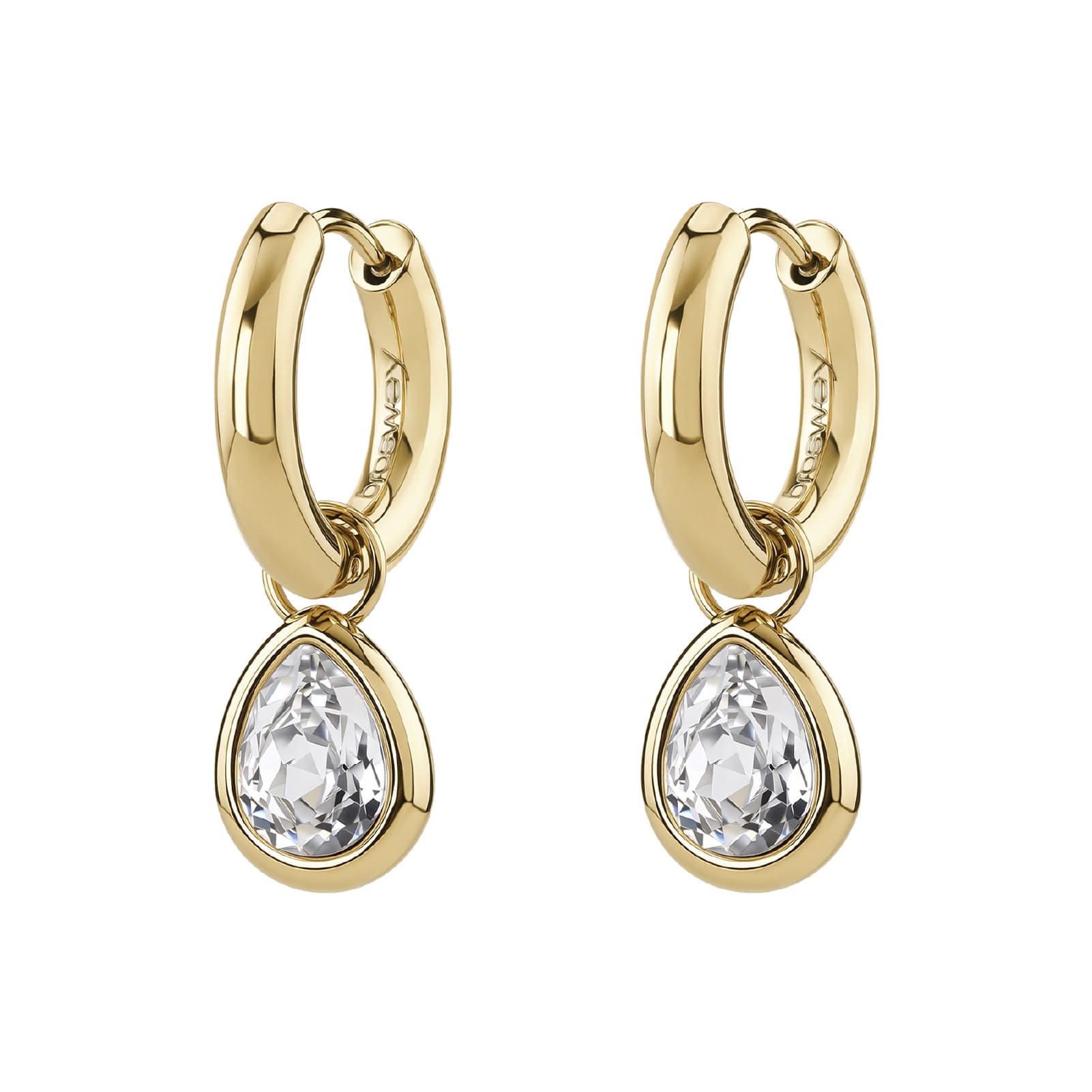 Orecchini cerchio Brosway in acciaio oro e cristalli pendenti MISURA UNICA