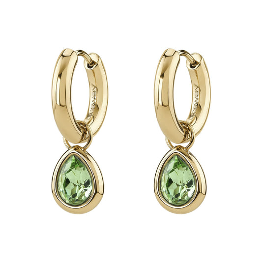 Orecchini cerchio Brosway in acciaio oro e cristalli verdi MISURA UNICA
