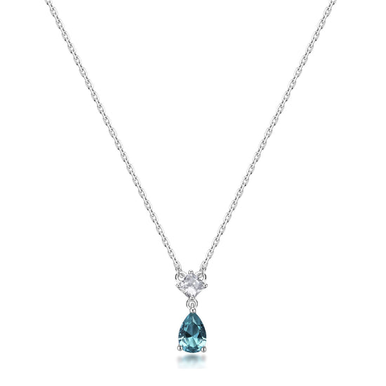 Collana Brosway Fancy in argento rodiato con zircone azzurro MISURA UNICA
