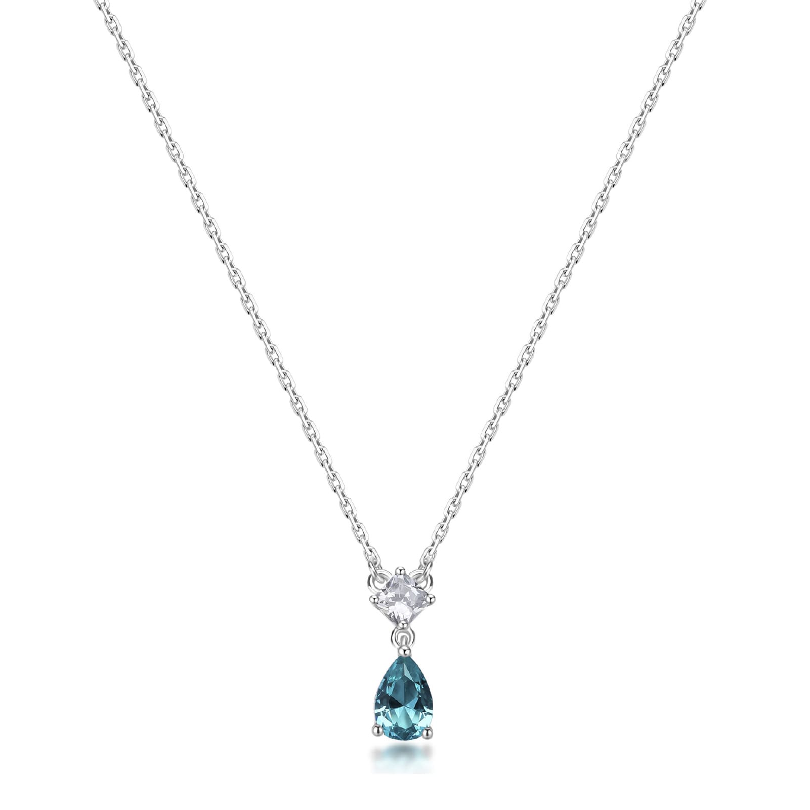 Collana Brosway Fancy in argento rodiato con zircone azzurro MISURA UNICA