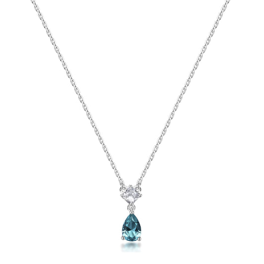 Collana Brosway Fancy in argento rodiato con zircone azzurro MISURA UNICA