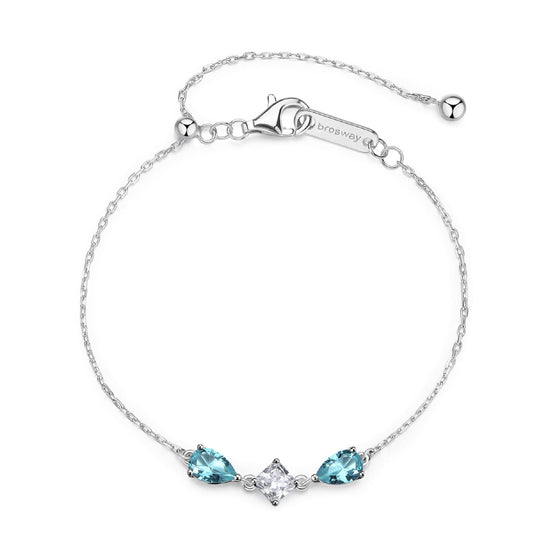 Bracciale Brosway Fancy in argento rodiato con zirconi azzurri 18,5 cm