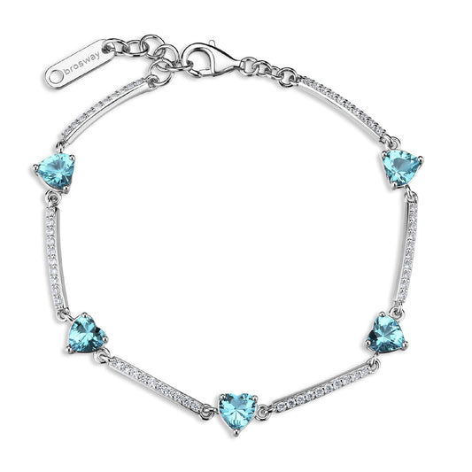 Bracciale Brosway Fancy in argento con zirconi cuore azzurri 18 cm