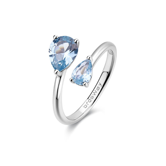 Anello Brosway Fancy in argento rodiato con zirconi azzurri BW.FCL113