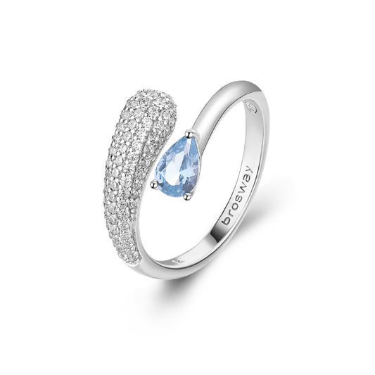 Anello Brosway Fancy in argento con zirconi azzurri e bianchi BW.FCL118