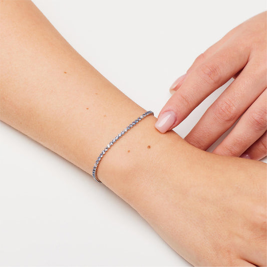 Bracciale tennis Brosway Fancy argento con zirconi azzurri 18 cm