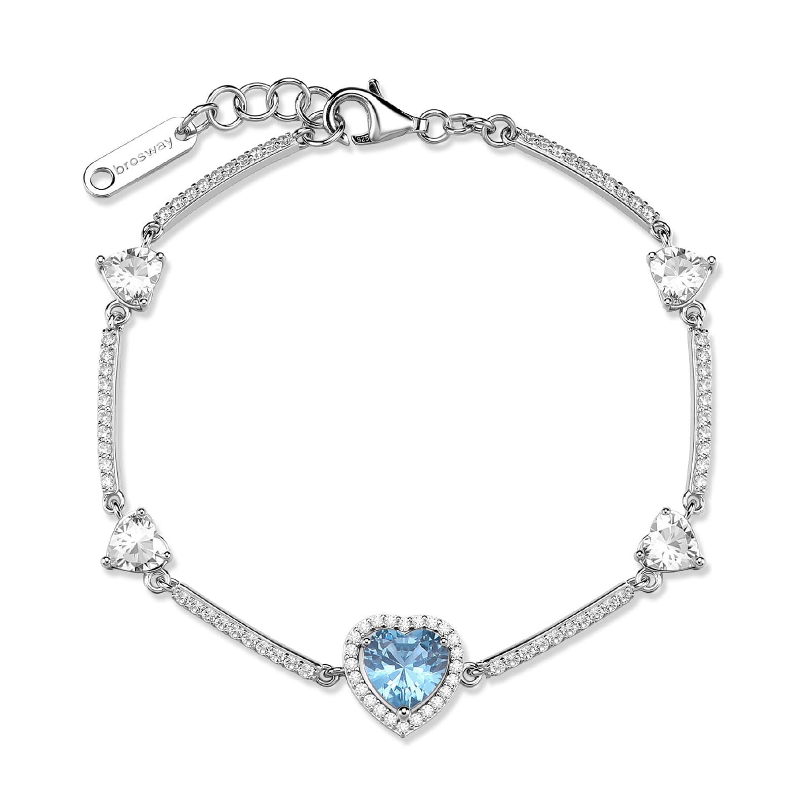 Bracciale Brosway Fancy in argento con zirconi a cuore 18 cm