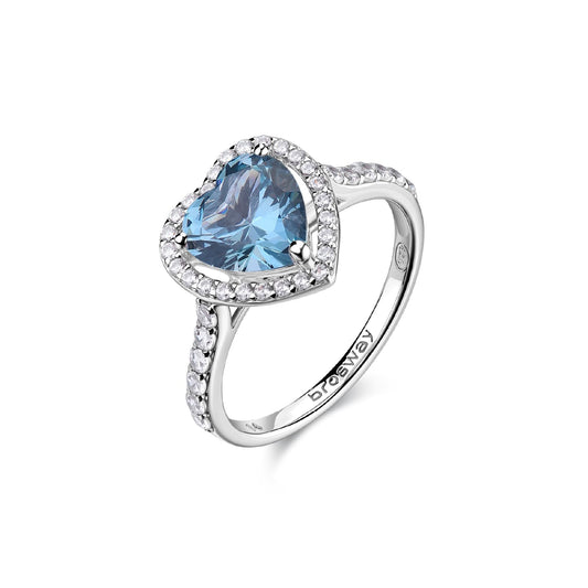 Anello Brosway Fancy in argento con zircone azzurro a cuore 12