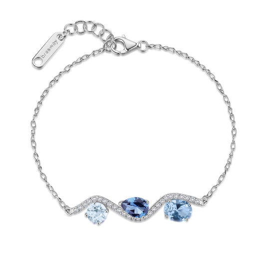 Bracciale Brosway Fancy in argento zirconi taglio misto azzurri 18 cm