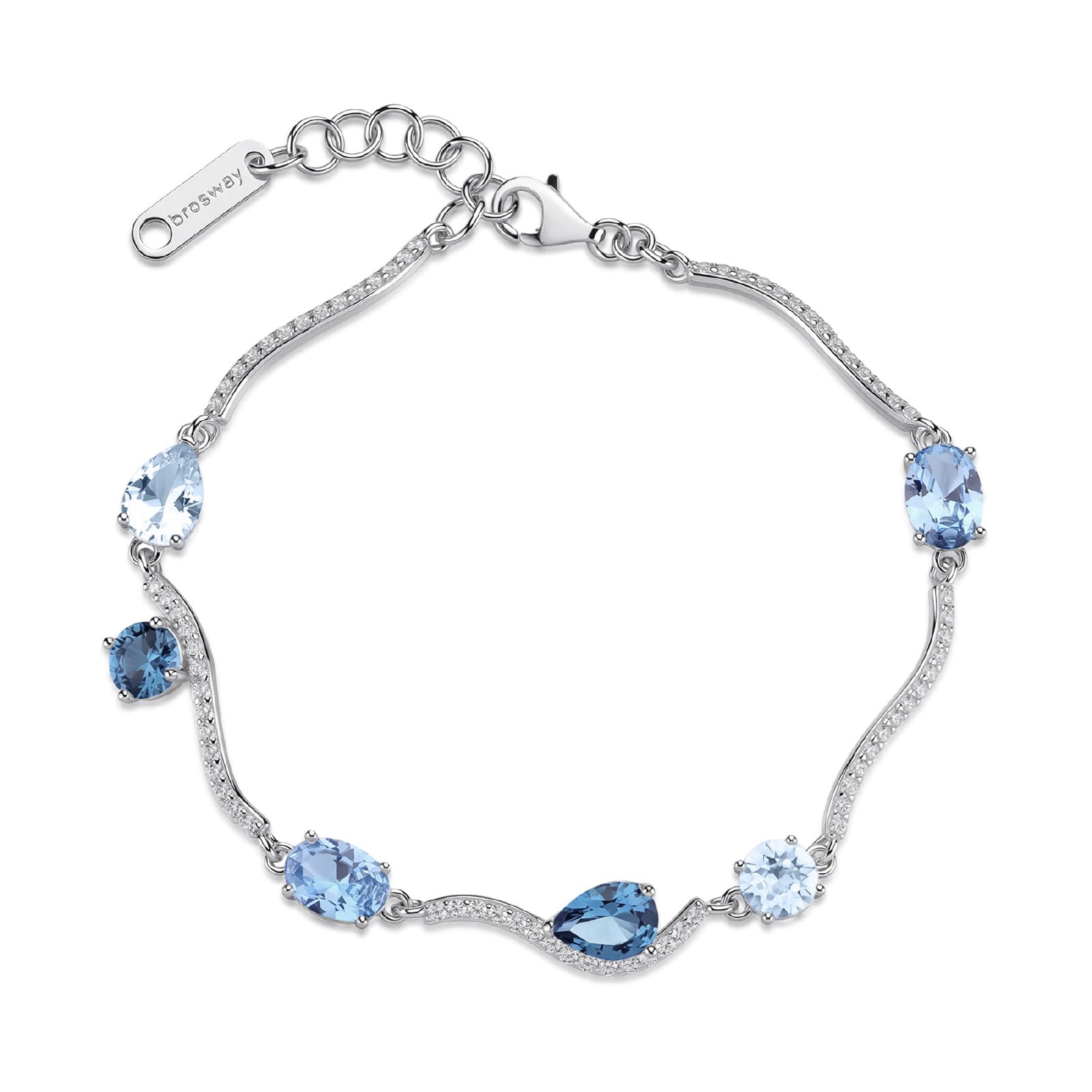 Bracciale semirigido Brosway Fancy in argento zirconi azzurri 18 cm