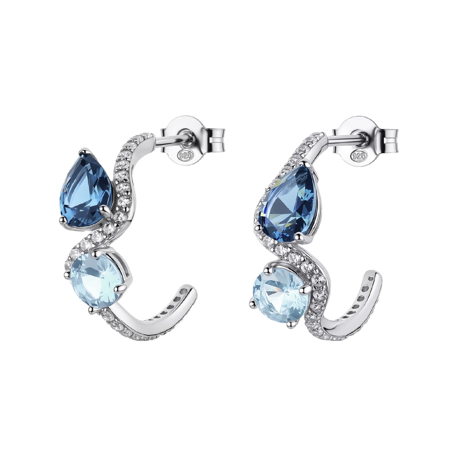 Orecchini semicerchio Brosway Fancy in argento zirconi azzurri MISURA UNICA