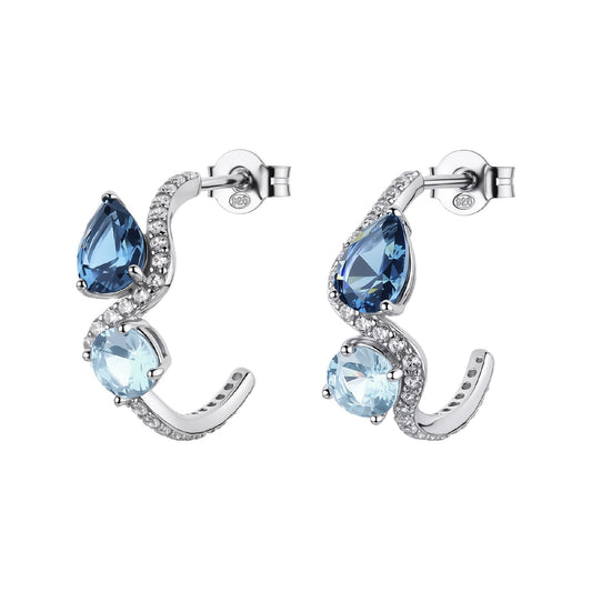 Orecchini semicerchio Brosway Fancy in argento zirconi azzurri MISURA UNICA