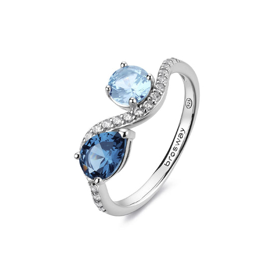Anello Brosway Fancy in argento con zirconi azzurri e blu 12