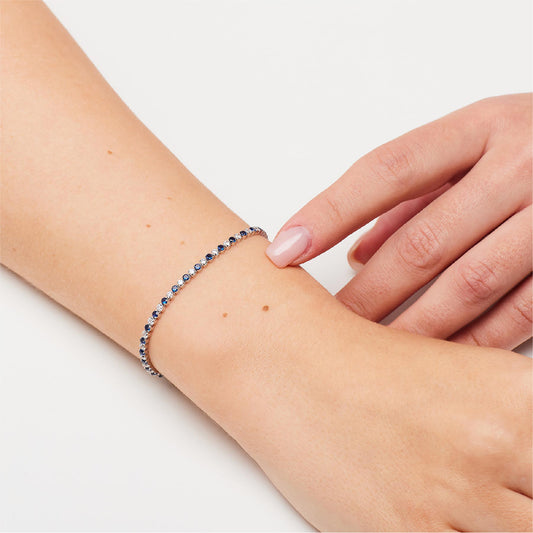 Bracciale tennis Brosway Fancy argento zirconi blu bianchi 18 cm