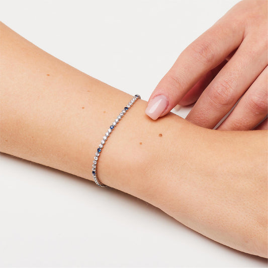Bracciale tennis Brosway Fancy argento zirconi bianchi blu 18 cm
