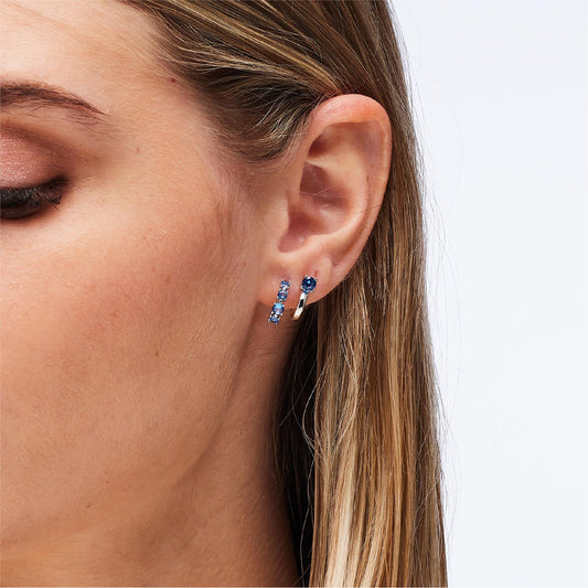 Orecchini a cerchio Brosway Fancy argento con zirconi blu MISURA UNICA