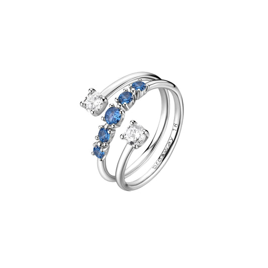 Anello multigiro Brosway Fancy in argento con zirconi blu