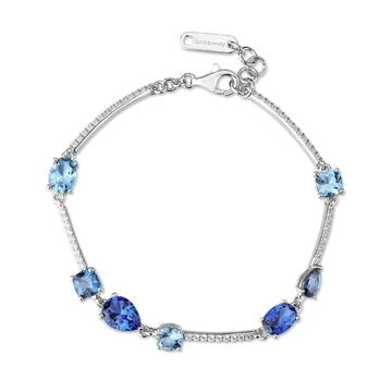 Bracciale Brosway Fancy in argento con zirconi bianchi e blu 18 cm