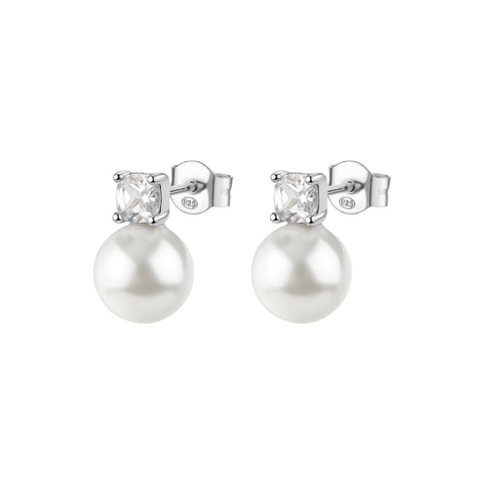 Orecchini lobo Brosway Fancy argento con perle e cristalli MISURA UNICA