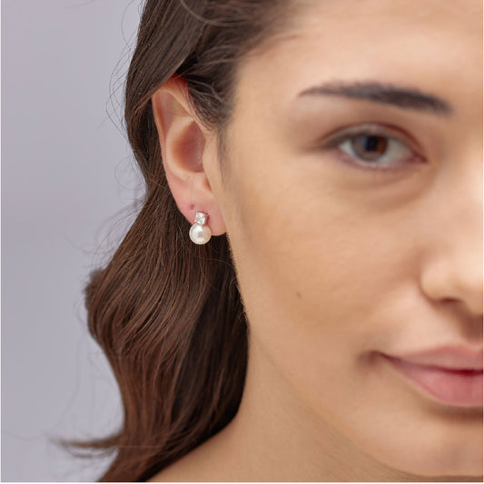Orecchini lobo Brosway Fancy argento con perle e cristalli MISURA UNICA