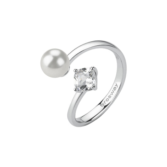Anello aperto Brosway Fancy argento con cristallo e perla 12