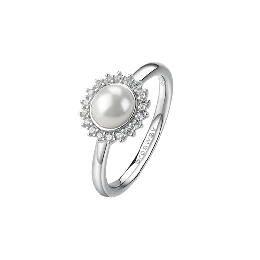Anello Brosway Fancy argento con cristalli e perla centrale 14