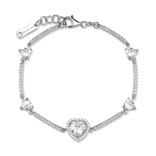Bracciale Brosway Fancy argento con zirconi bianchi a cuore 18 cm