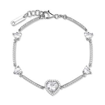 Bracciale Brosway Fancy argento con zirconi bianchi a cuore 18 cm