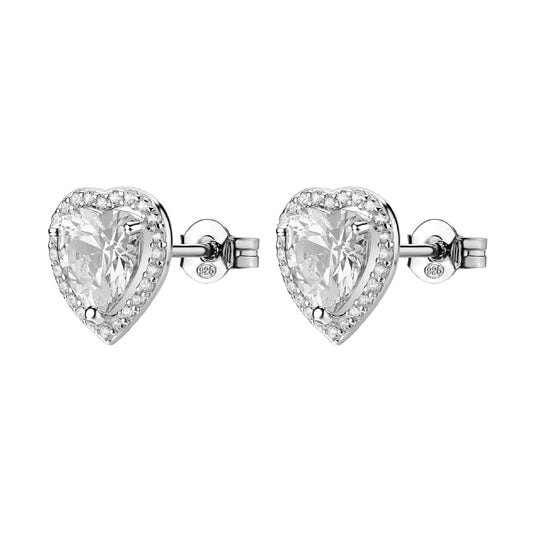 Orecchini Brosway Fancy argento con zirconi bianchi a cuore MISURA UNICA