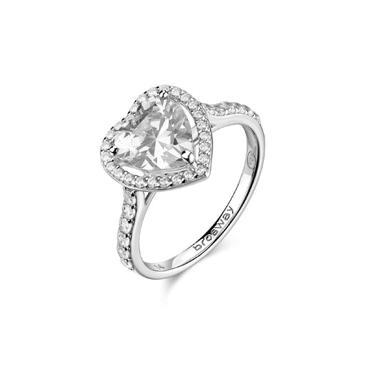 Anello Brosway Fancy in argento con zircone bianco a cuore 12