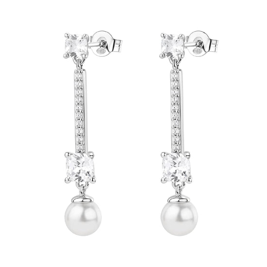 Orecchini Brosway Fancy argento con zirconi bianchi e perle MISURA UNICA