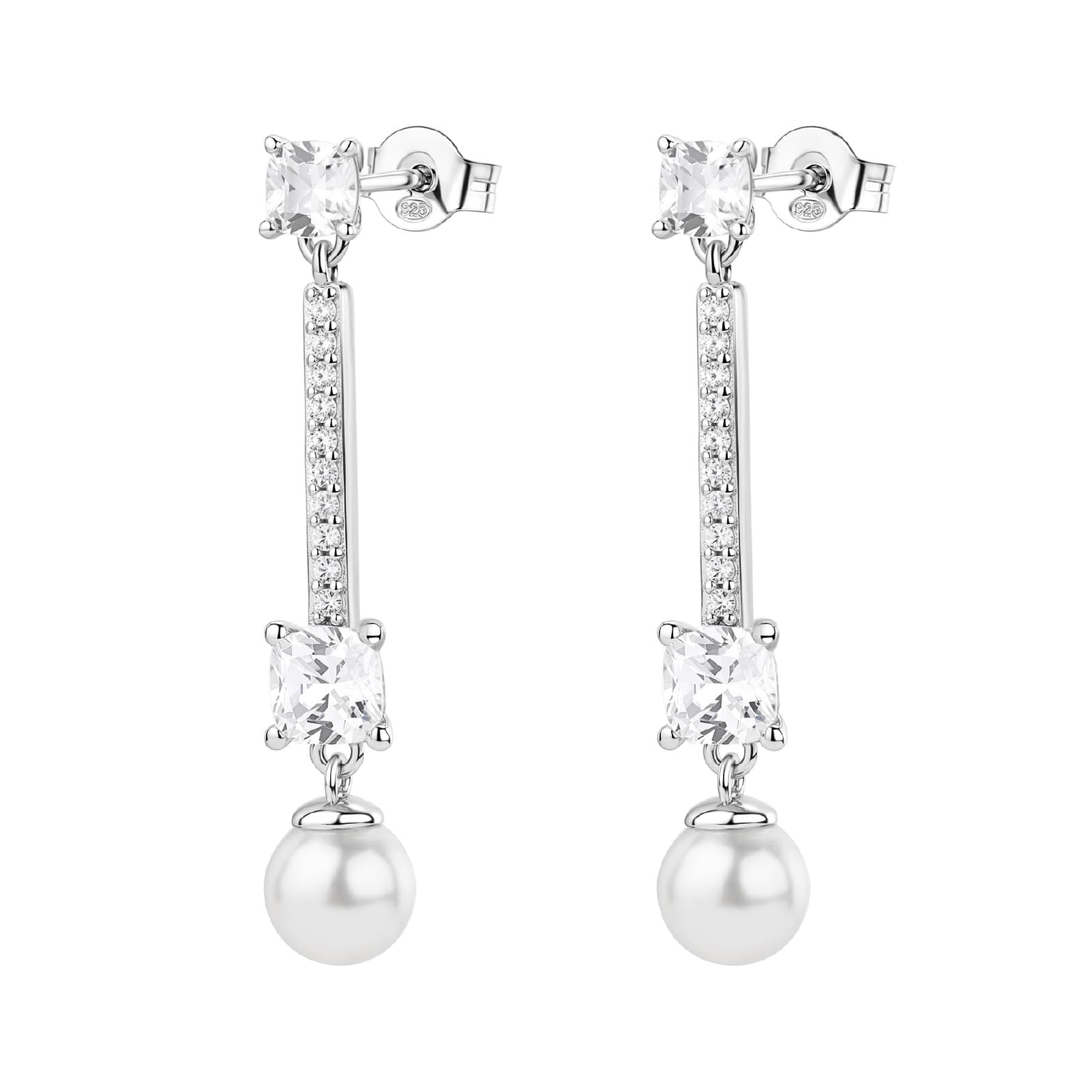 Orecchini Brosway Fancy argento con zirconi bianchi e perle MISURA UNICA