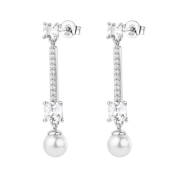 Orecchini Brosway Fancy argento con zirconi bianchi e perle MISURA UNICA