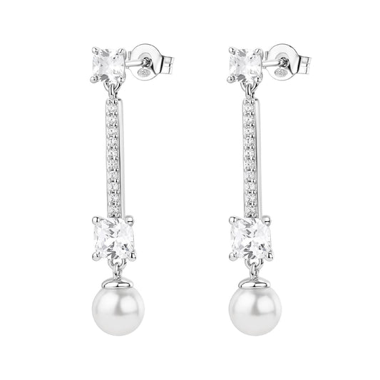 Orecchini Brosway Fancy argento con zirconi bianchi e perle MISURA UNICA