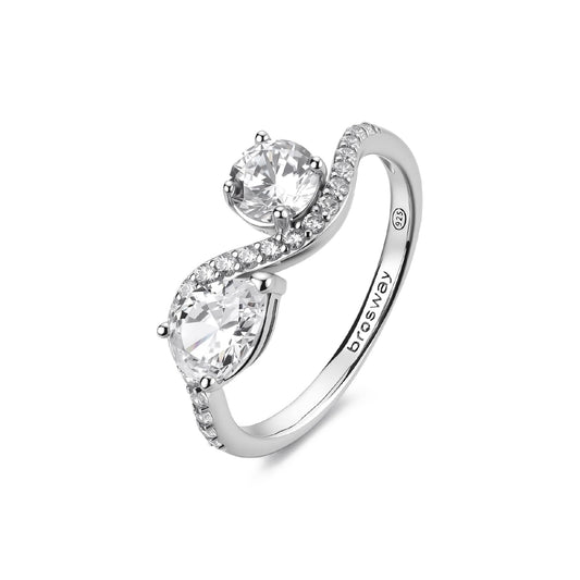Anello Brosway Fancy in argento con zirconi rotondi bianchi 12